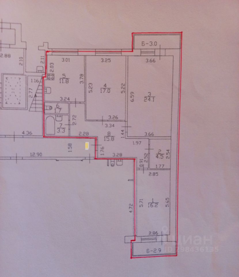 Продаю трехкомнатную квартиру 94,4м² 2-я Жерновская ул., 26к2,  Санкт-Петербург, м. Ладожская - база ЦИАН, объявление 298436135