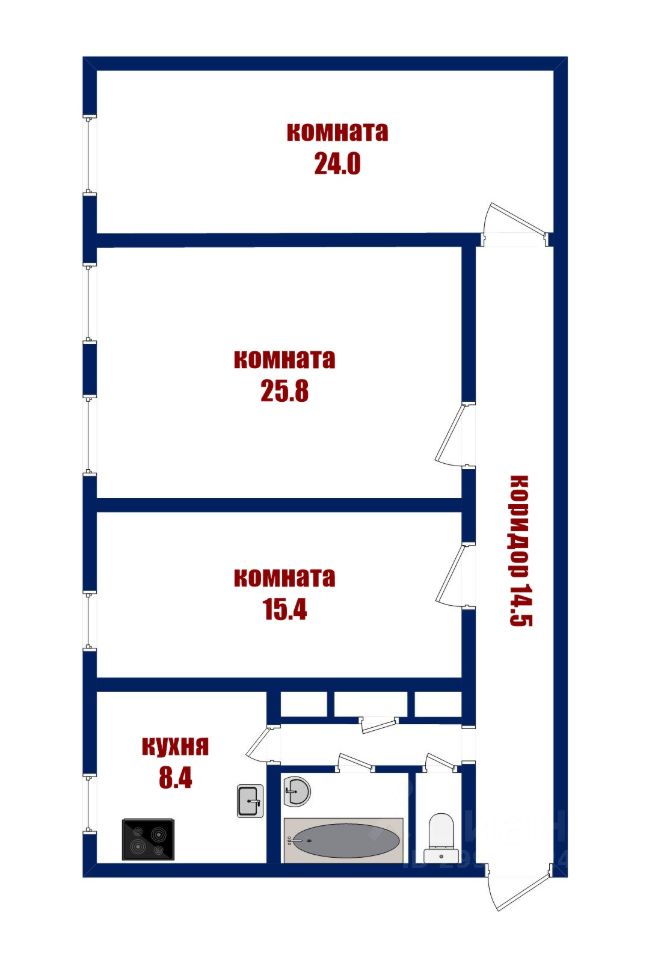 Продается3-комн.квартира,93,3м²