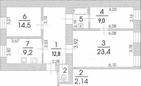 2-комн.кв., 72 м², этаж 2