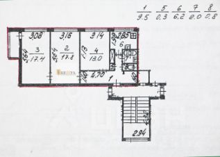 3-комн.кв., 67 м², этаж 6