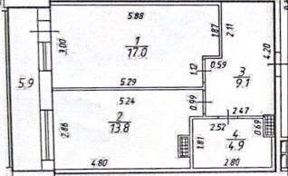 1-комн.кв., 48 м², этаж 24