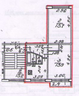 2-комн.кв., 44 м², этаж 2