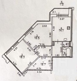 2-комн.кв., 69 м², этаж 15