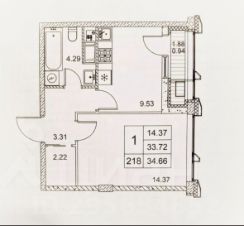 1-комн.кв., 35 м², этаж 9