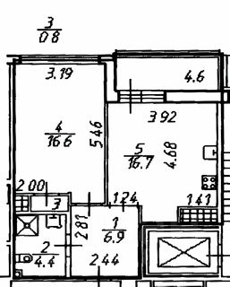 2-комн.кв., 45 м², этаж 9