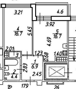 2-комн.кв., 46 м², этаж 8