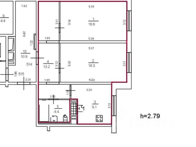 2-комн., 60 м², 2/17 этаж