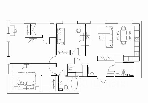 3-комн., 105 м², 6/19 этаж