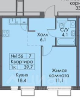 1-комн.кв., 40 м², этаж 13