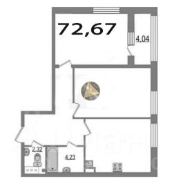 2-комн.кв., 73 м², этаж 4