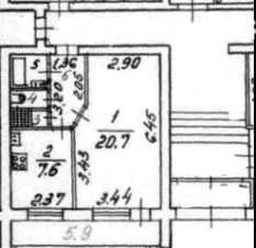 1-комн.кв., 36 м², этаж 1