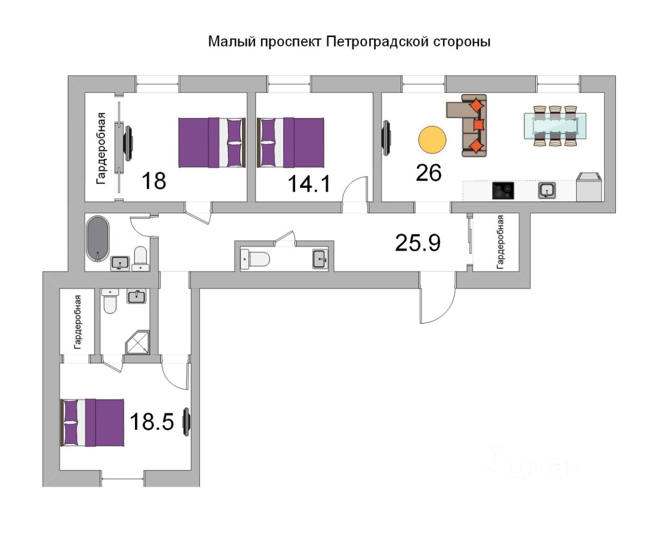 Купить квартиру на проспекте Малый Петроградской стороны в  Санкт-Петербурге, продажа квартир во вторичке и первичке на Циан. Найдено 54  объявления