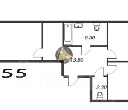 2-комн.кв., 78 м², этаж 2