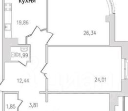 3-комн.кв., 117 м², этаж 19