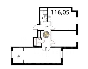 3-комн.кв., 116 м², этаж 4