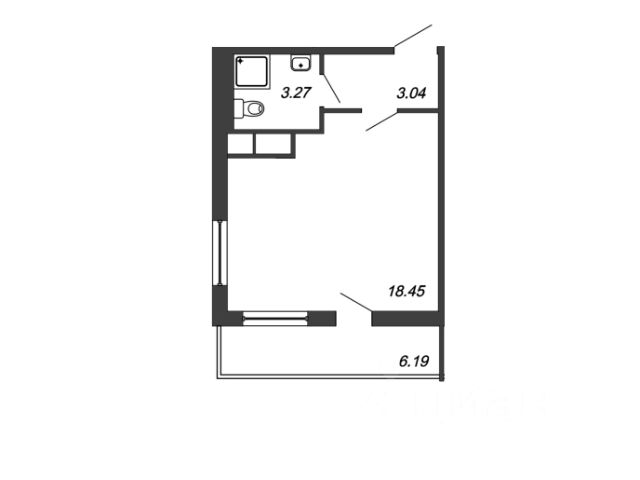 Студия, 26,6 м², 5/15 этаж