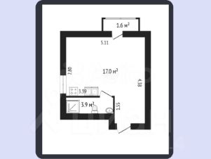 апарт.-студия, 21 м², этаж 3