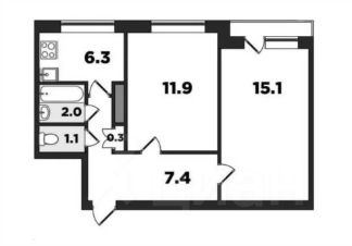 2-комн.кв., 44 м², этаж 6