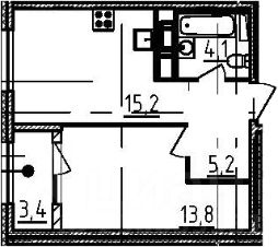 1-комн.кв., 42 м², этаж 7