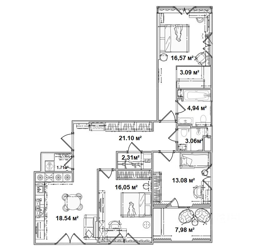 Продается3-комн.квартира,99м²