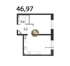 1-комн.кв., 47 м², этаж 3