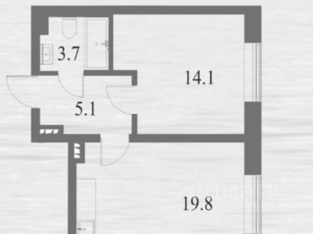 1-комн., 42,7 м², 4/9 этаж