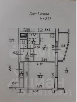 1-комн.кв., 39 м², этаж 1