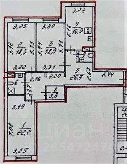 3-комн.кв., 113 м², этаж 2