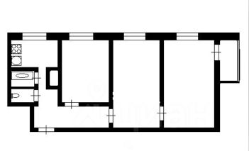 3-комн.кв., 64 м², этаж 1