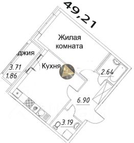 1-комн.кв., 49 м², этаж 4