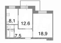 2-комн.кв., 51 м², этаж 9