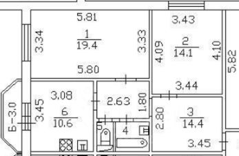 2-комн.кв., 62 м², этаж 4