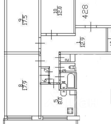 3-комн., 71,8 м², 9/9 этаж