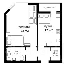 1-комн.кв., 47 м², этаж 15