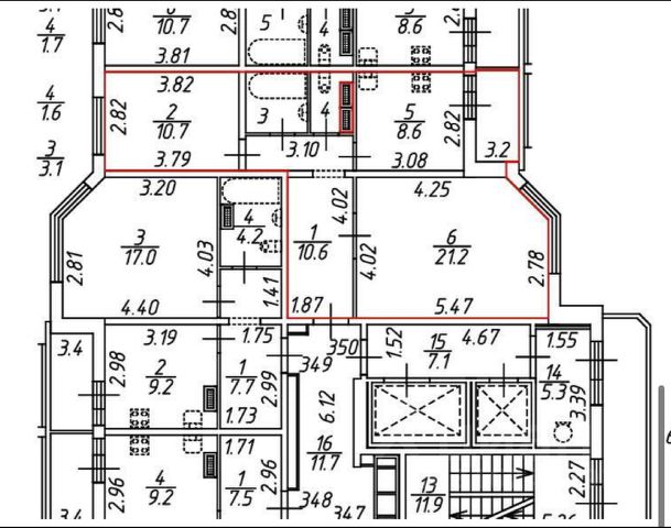 2-комн., 55,8 м², 3/21 этаж