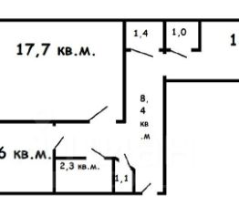 2-комн.кв., 51 м², этаж 1