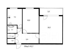 2-комн.кв., 46 м², этаж 3