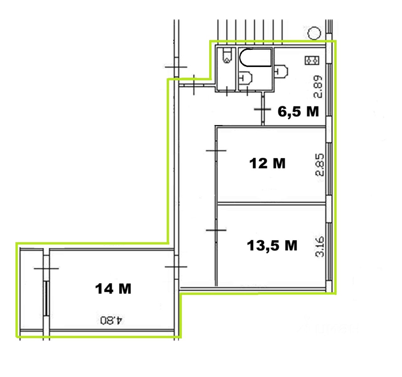 Сдается3-комн.квартира,59,2м²