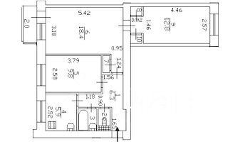 3-комн.кв., 59 м², этаж 6