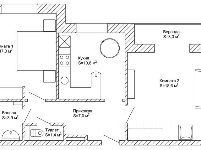 2-комн., 62 м², 15/22 этаж