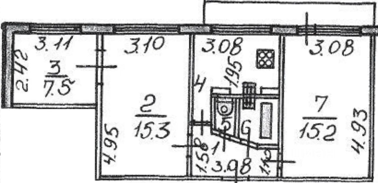 Продается3-комн.квартира,52,4м²