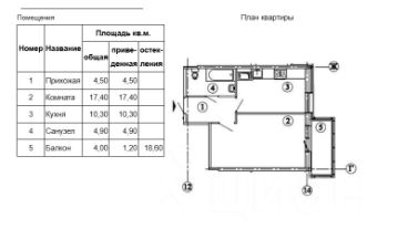 1-комн.кв., 38 м², этаж 3