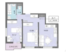 2-комн.кв., 51 м², этаж 11