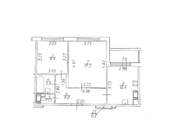 2-комн., 50,9 м², 4/6 этаж