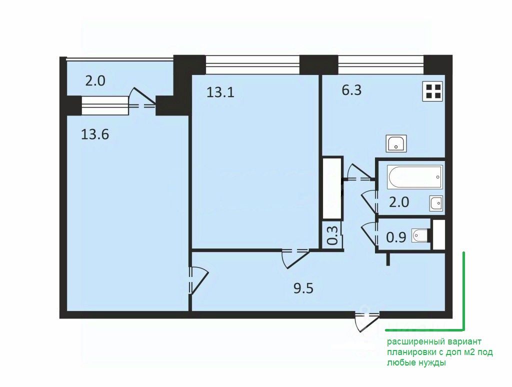 Продаю двухкомнатную квартиру 45,8м² Суздальский просп., 73,  Санкт-Петербург, м. Гражданский проспект - база ЦИАН, объявление 300098798