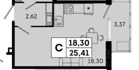 1-комн.кв., 25 м², этаж 5