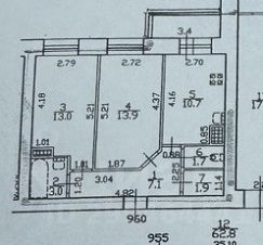 2-комн.кв., 51 м², этаж 3