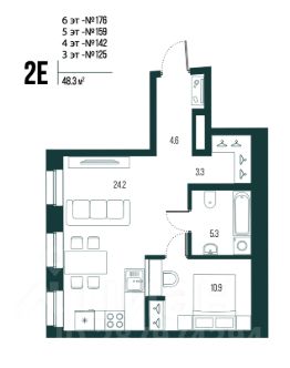 1-комн.кв., 48 м², этаж 5