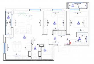 3-комн.кв., 78 м², этаж 3