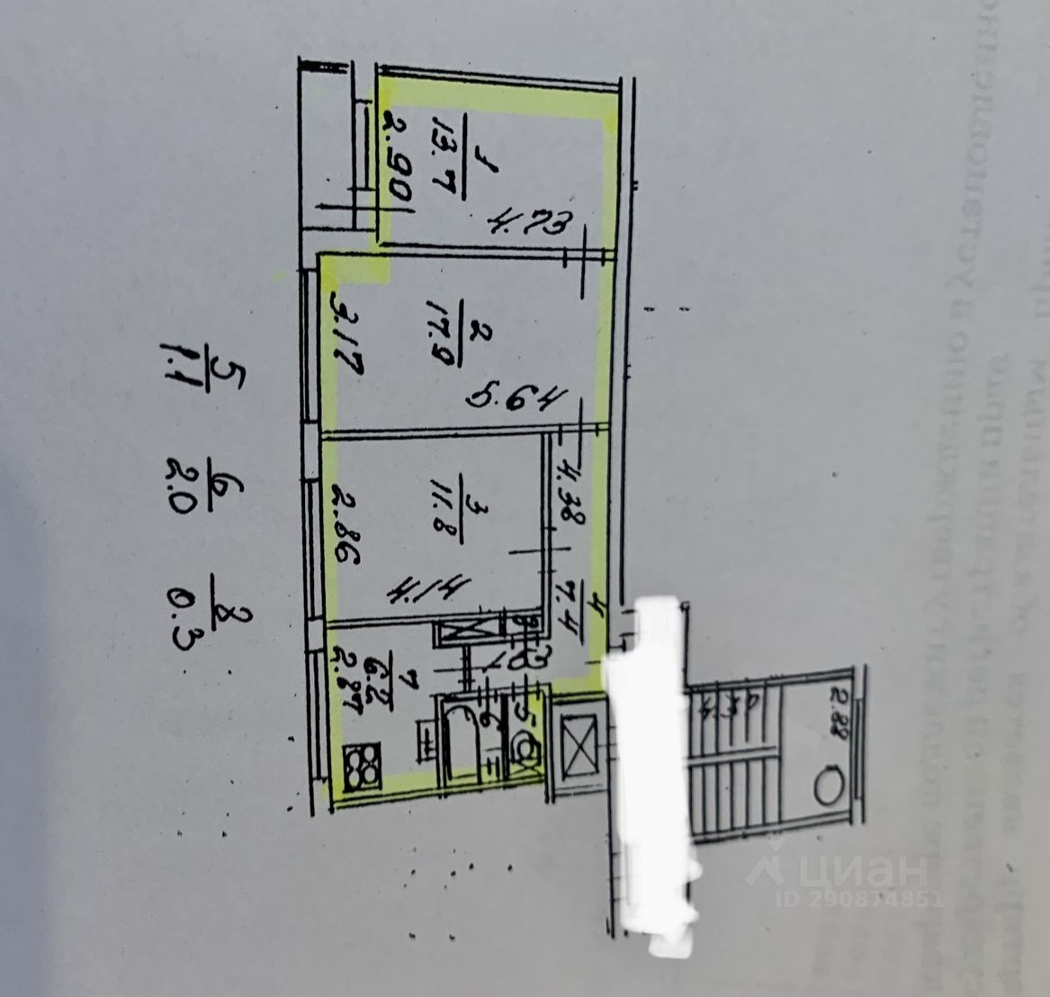 Продаю трехкомнатную квартиру 60,4м² ул. Генерала Симоняка, 27,  Санкт-Петербург, м. Проспект Ветеранов - база ЦИАН, объявление 290874851